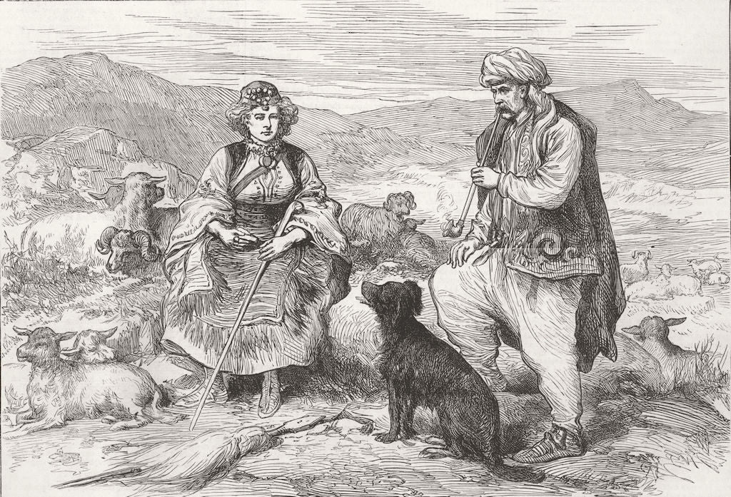 CROATIA. A Dalmatian Shepherdess 1875 old antique vintage print picture